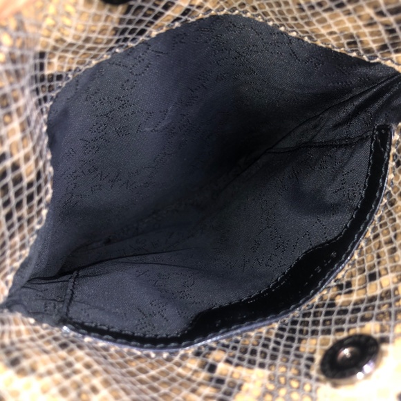 Stella McCartney Embossed Snake Print Flat Crossbody Bag w Tassel Italy - Picture 8 of 9